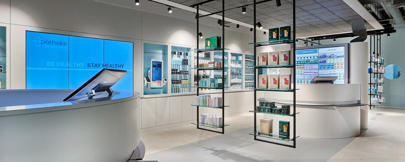 Apotheke Deiker Höfe, Düsseldorf — moderne Apotheken-Innenarchitektur